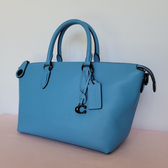 Coach Cara Pebbled Leather Satchel-Pool Color - Picture 4 of 16